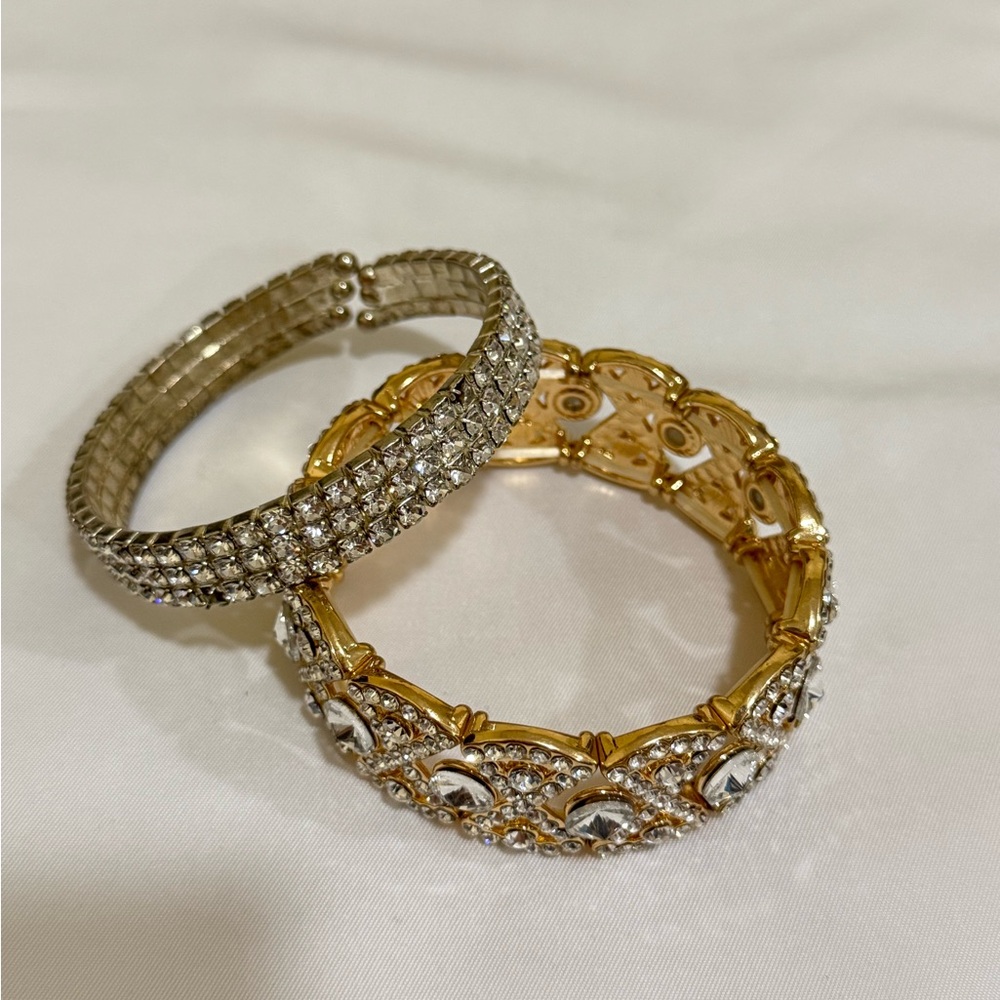 Elegant Gold and Silver Crystal Bracelets